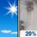 Thursday: Sunny then Slight Chance Light Rain